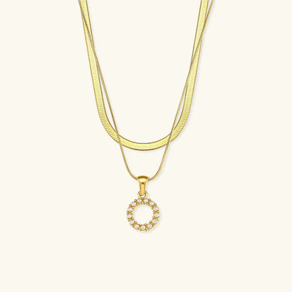 [Royal&Vicky]Fiona Layered Gold Initial Letter Necklace