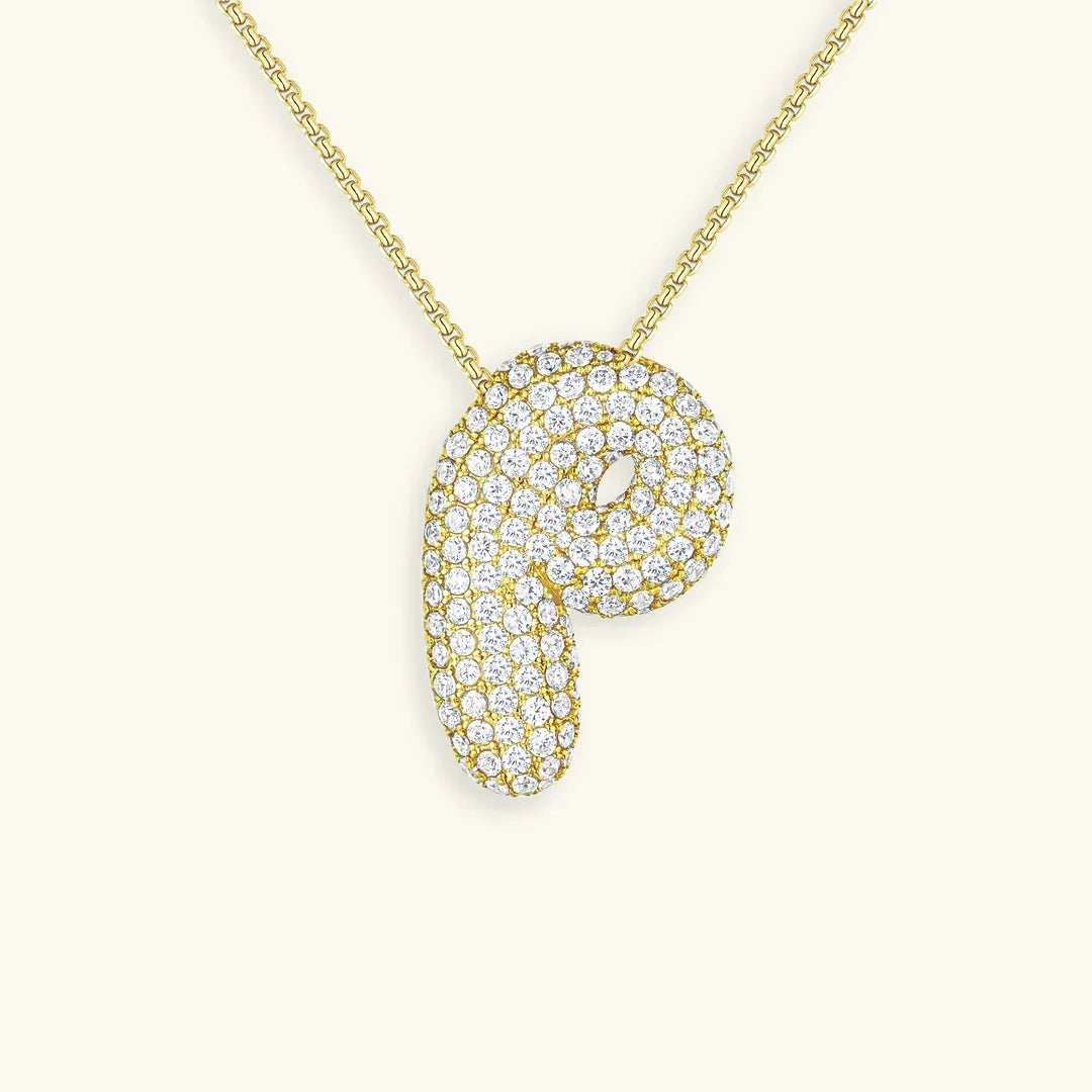 [Royal&Vicky]Bubble Initial Diamond Necklace