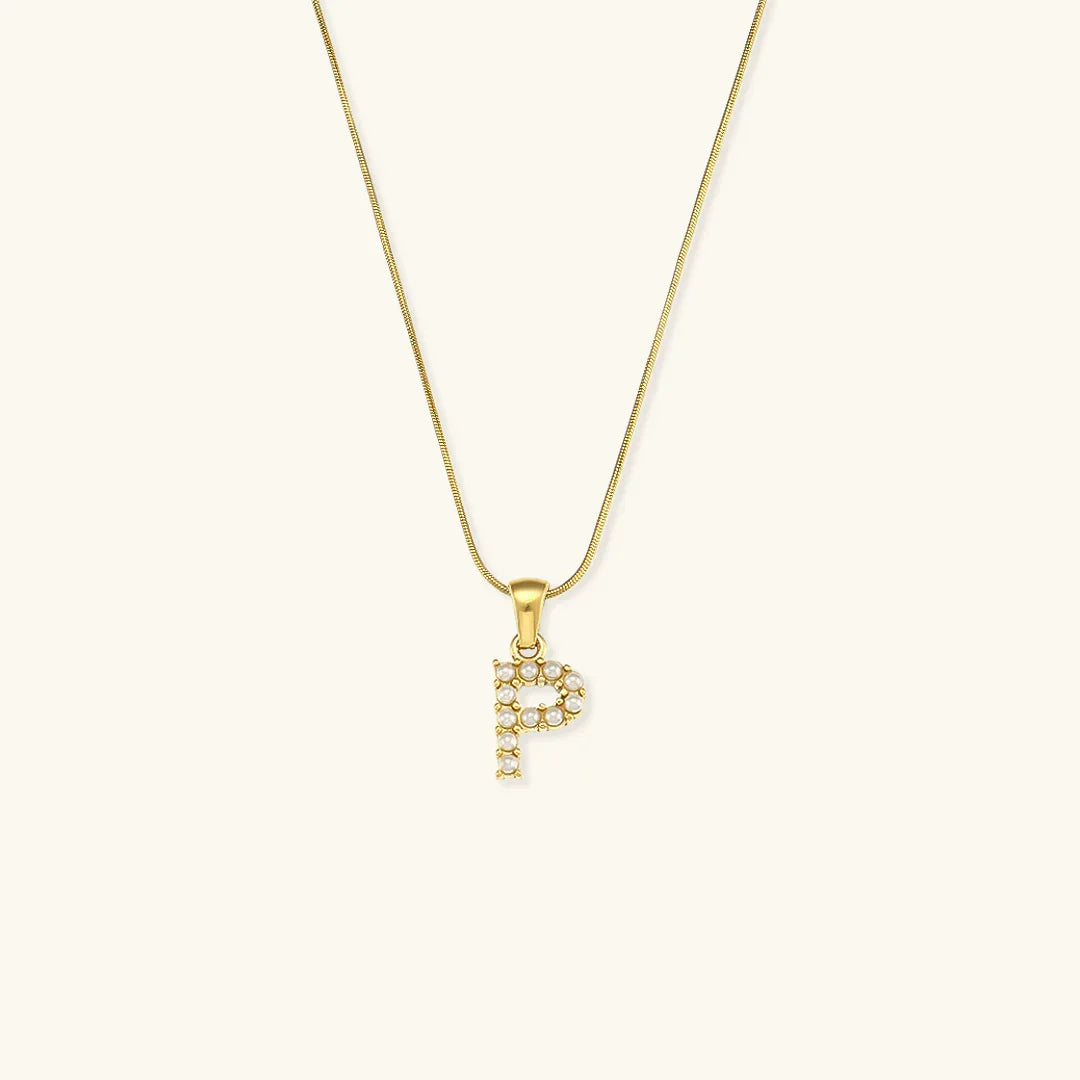 [Royal&Vicky]Augustine Initial Letter Pearl Necklace