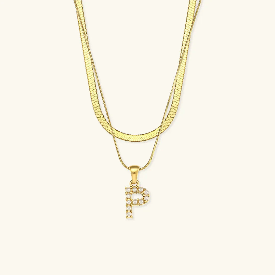 [Royal&Vicky]Fiona Layered Gold Initial Letter Necklace
