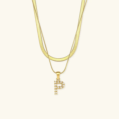 [Royal&Vicky]Fiona Layered Gold Initial Letter Necklace