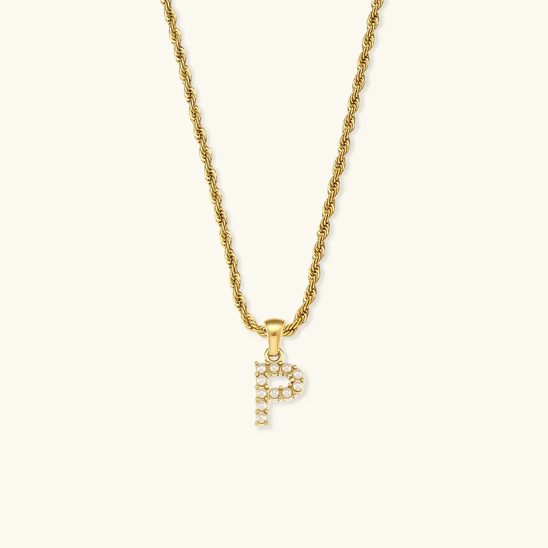 [Royal&Vicky]Elodie Initial Letter Pearl Necklace