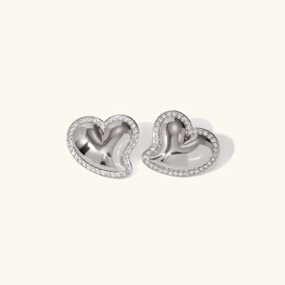 [Royal&Vicky]Holly Heart Gold Earrings