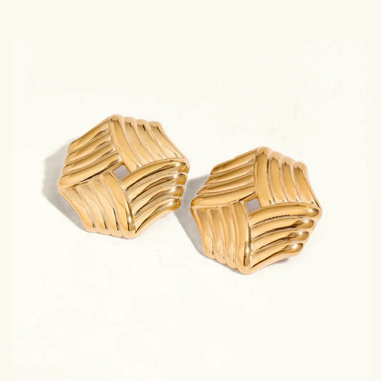 [Royal&Vicky]Vanessa Criss Cut Gold Earrings