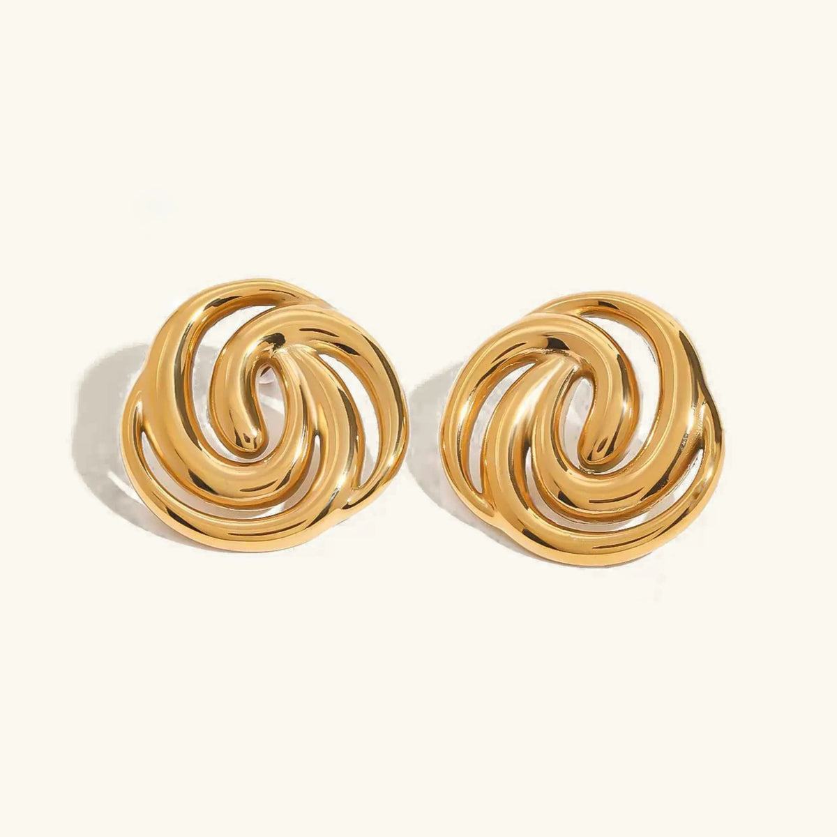 [Royal&Vicky]Janice Triple Spiral Gold Earrings