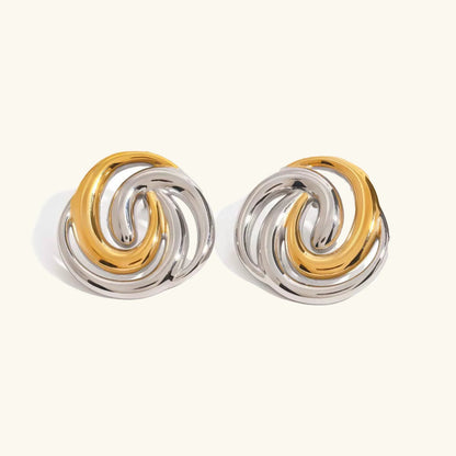 [Royal&Vicky]Janice Triple Spiral Gold Earrings