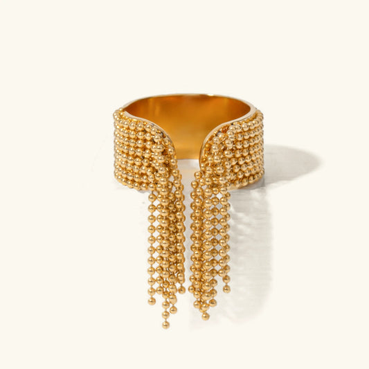 [Royal&Vicky]Krystelle Gold Tassel Ring