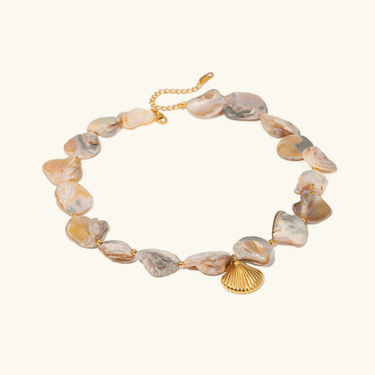 [Royal&Vicky]Aquamarine Seashell Necklace