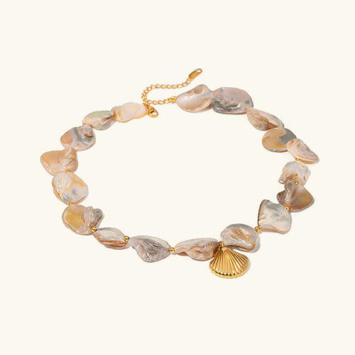 [Royal&Vicky]Aquamarine Seashell Necklace