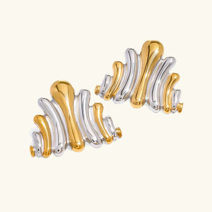 [Royal&Vicky]Nora Ripple Gold Earrings