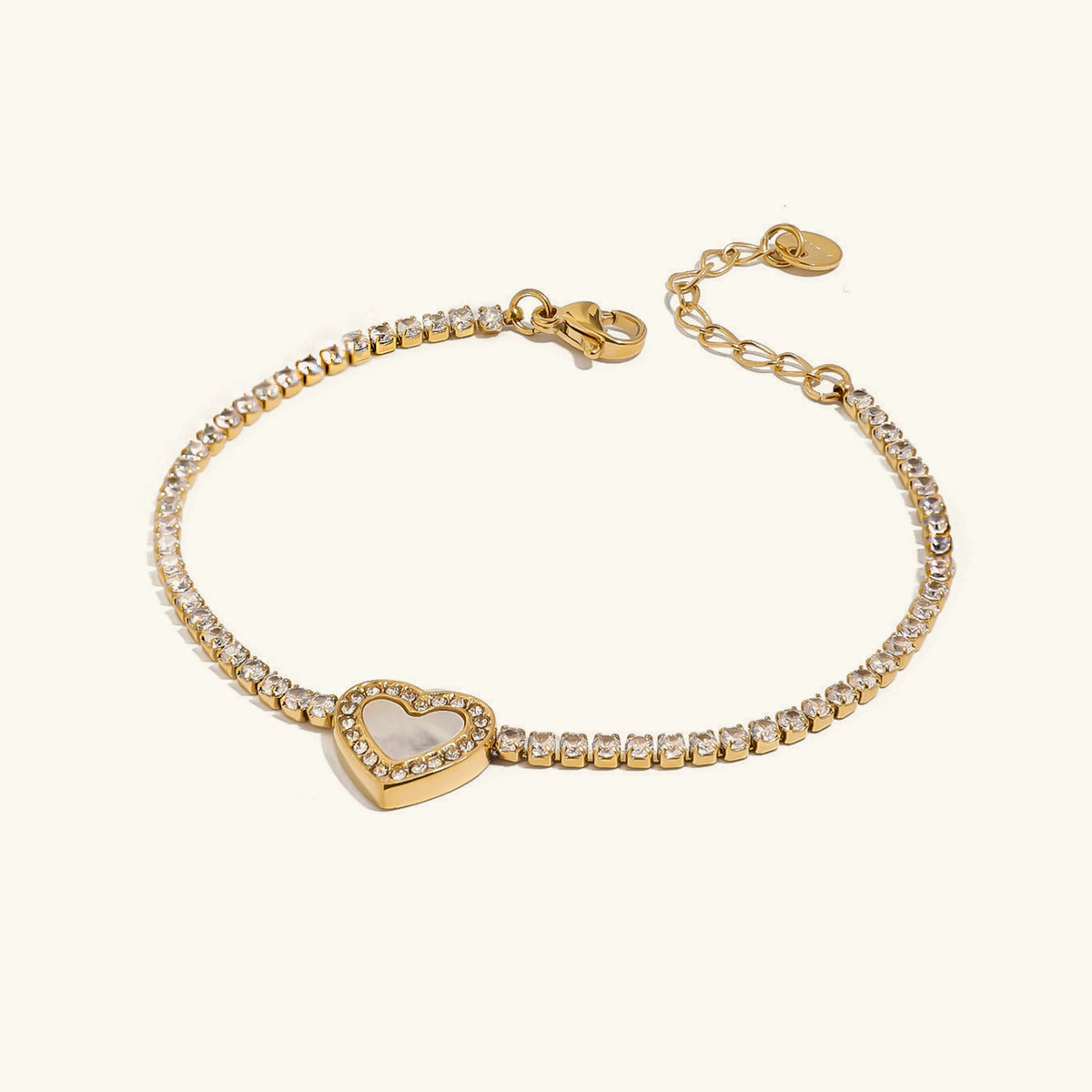 [Royal&Vicky]Cameron Diamond Heart Tennis Bracelet