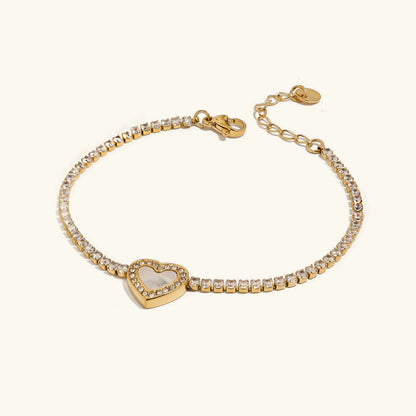 [Royal&Vicky]Cameron Diamond Heart Tennis Bracelet