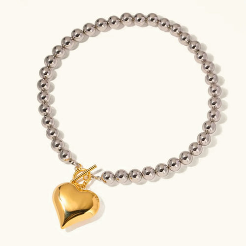 [Royal&Vicky]Alicia Chunky Bead Heart Pendant
