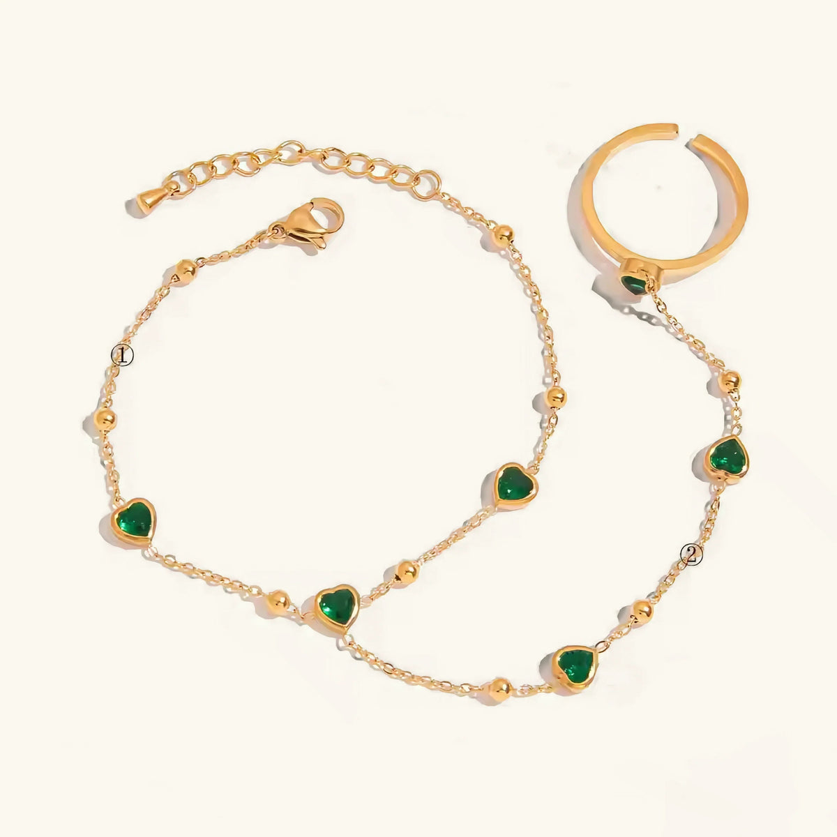 [Royal&Vicky]Gladys Emerald Heart Hand Chain