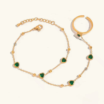 [Royal&Vicky]Gladys Emerald Heart Hand Chain