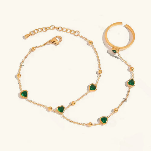 [Royal&Vicky]Gladys Emerald Heart Hand Chain