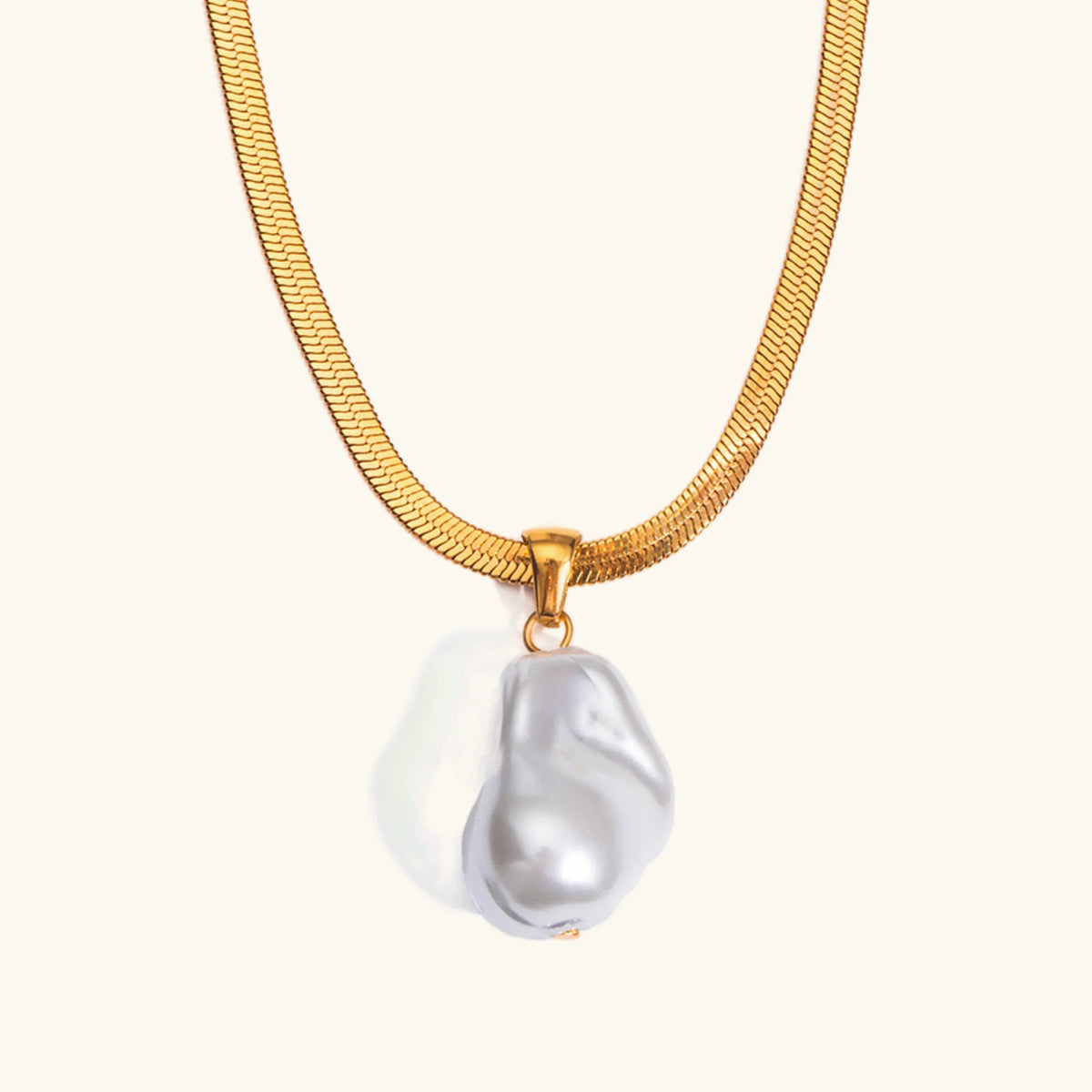 [Royal&Vicky]Glorietta Herringbone Pearl Necklace