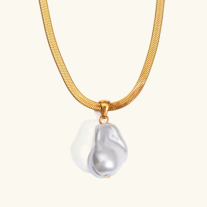 [Royal&Vicky]Glorietta Herringbone Pearl Necklace