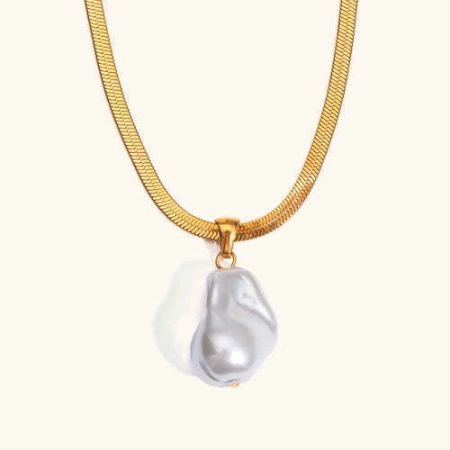 [Royal&Vicky]Glorietta Herringbone Pearl Necklace