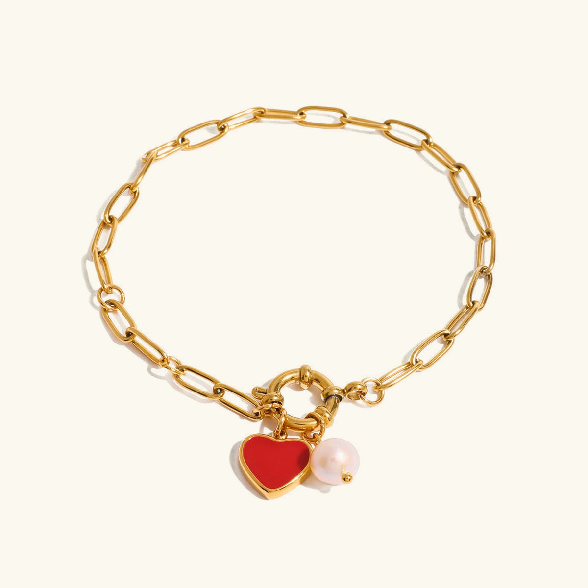 [Royal&Vicky]Nerissa Perlenarmband mit Herzkette