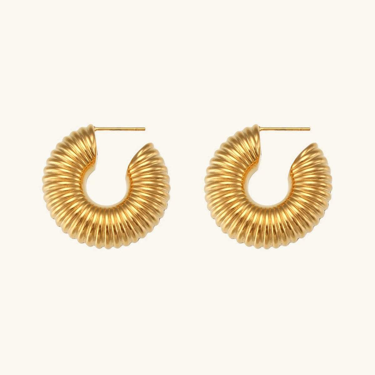 [Royal&Vicky]Aubrey Textured Gold Hoops