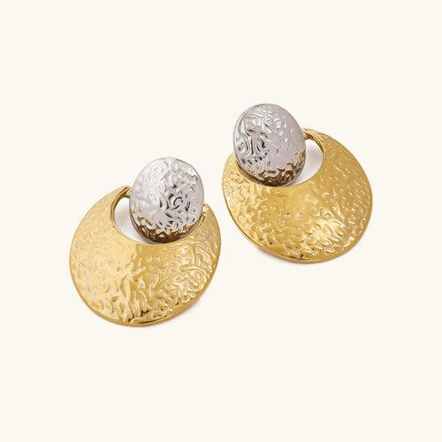 [Royal&Vicky]Shelly Two Tone Crescent Earrings