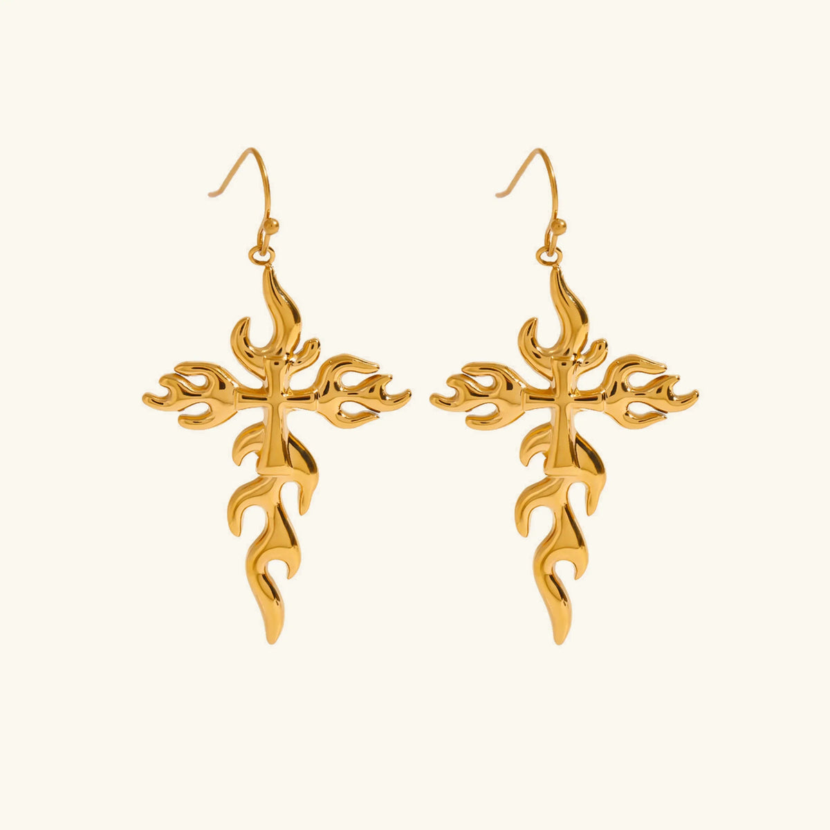 [Royal&Vicky]Adrielle Branched Cross Gold Earrings