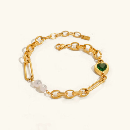 [Royal&Vicky]Maddison Pearl Chain Gold Bracelet
