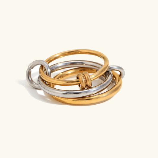 [Royal&Vicky]Jessica Two-Tone Ring Stack