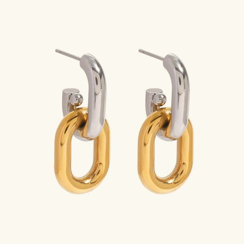 [Royal&Vicky]Taylor Two Tone Double Hoops