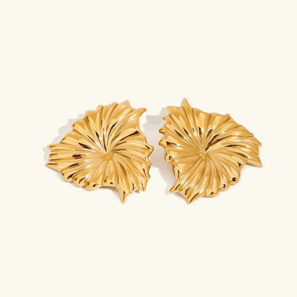 [Royal&Vicky]Rafaela Sculpted Petal Gold Earrings