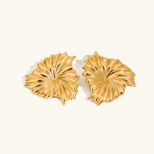 [Royal&Vicky]Rafaela Sculpted Petal Gold Earrings