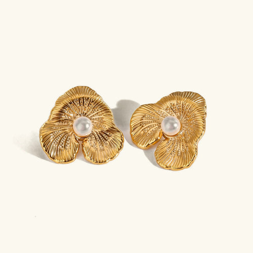 [Royal&Vicky]Klara Floral Pearl Earrings