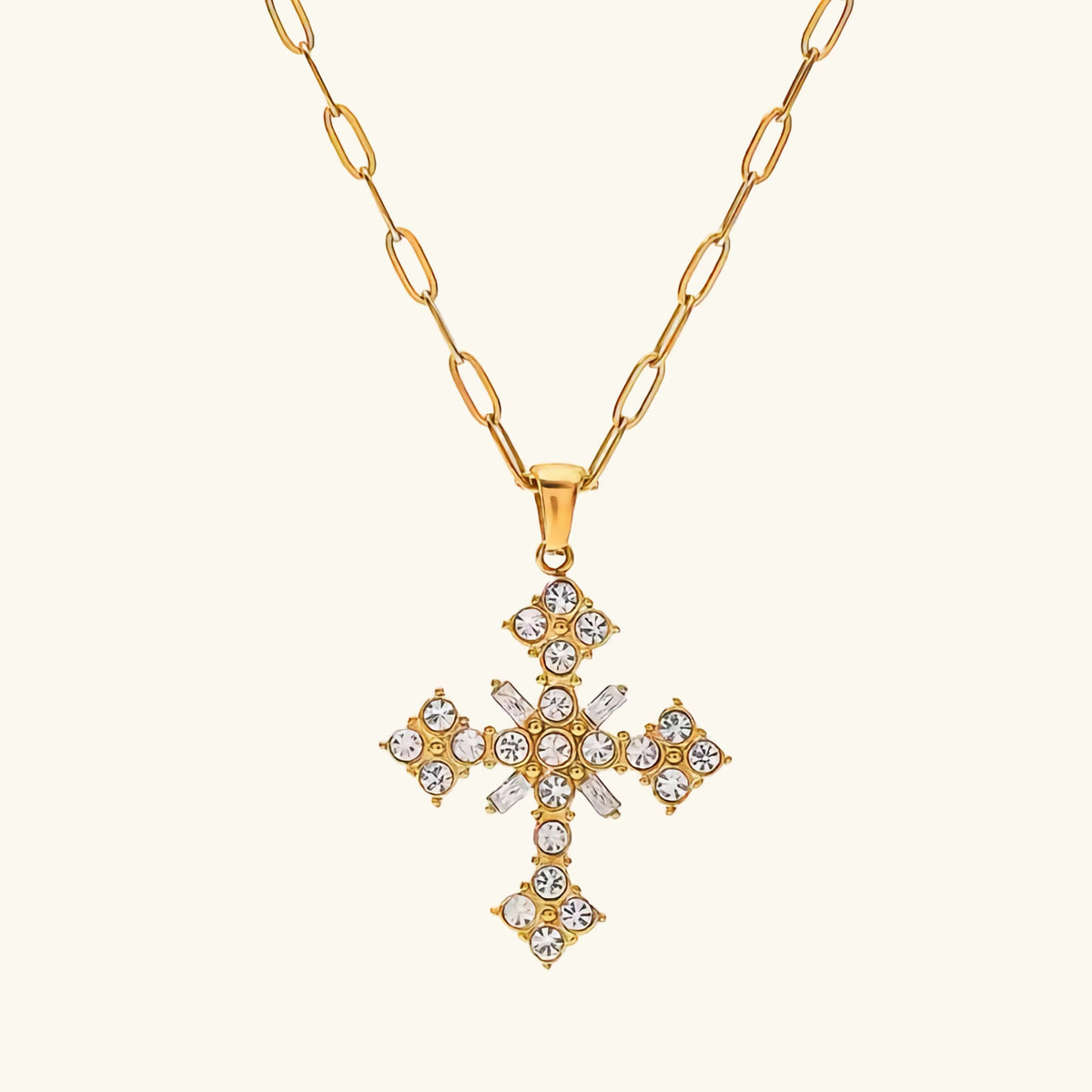 [Royal&Vicky]Divina Crystal Cross Necklace