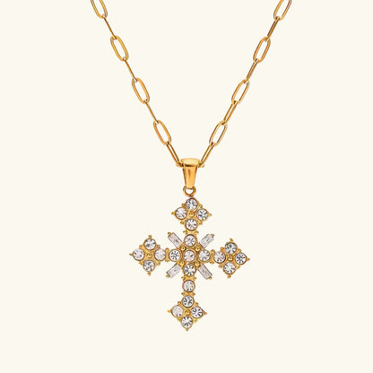 [Royal&Vicky]Divina Crystal Cross Necklace