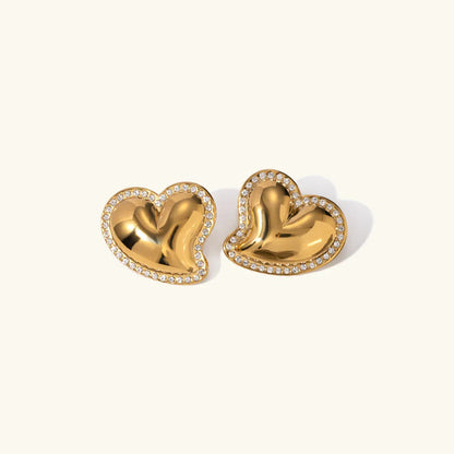 [Royal&Vicky]Holly Heart Gold Earrings
