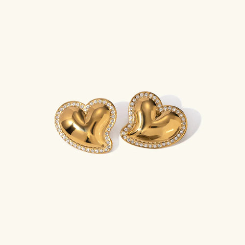 [Royal&Vicky]Holly Heart Gold Earrings