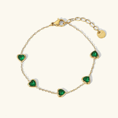 [Royal&Vicky]Francia Green Heart Bracelet