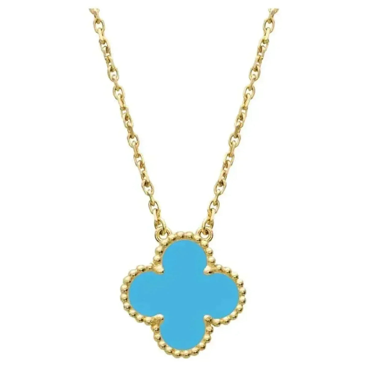 [Royal&Vicky]CLOVER 15MM VINTAGE TURQUOISE NECKLACE