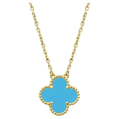[Royal&Vicky]CLOVER 15MM VINTAGE TURQUOISE NECKLACE