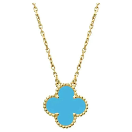 [Royal&Vicky]CLOVER 15MM VINTAGE TURQUOISE NECKLACE