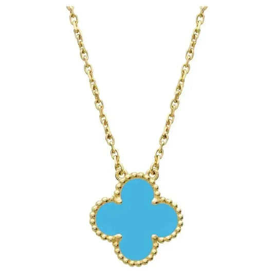 [Royal&Vicky]CLOVER 15MM VINTAGE TURQUOISE NECKLACE