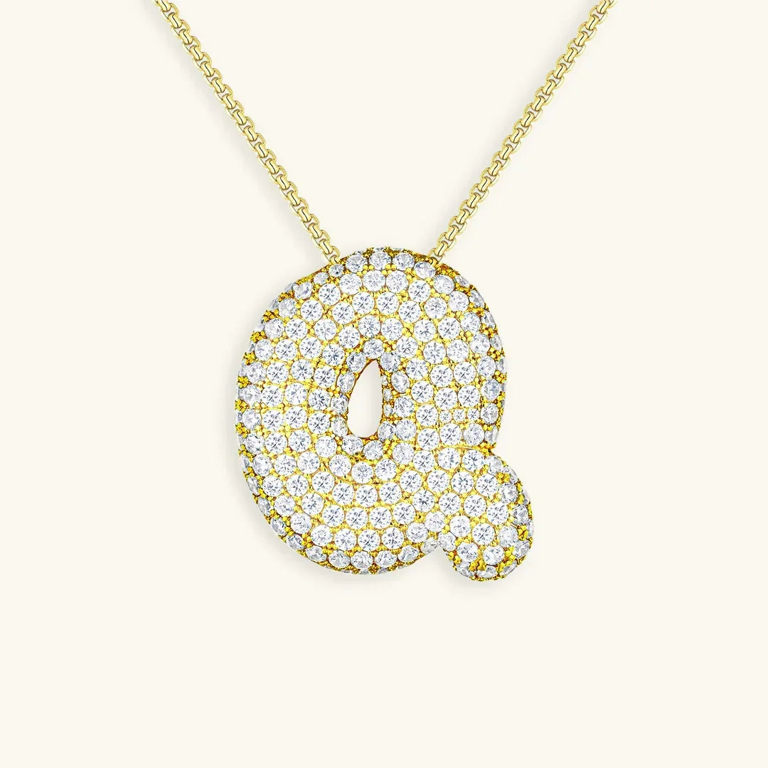 [Royal&Vicky]Bubble Initial Diamond Necklace