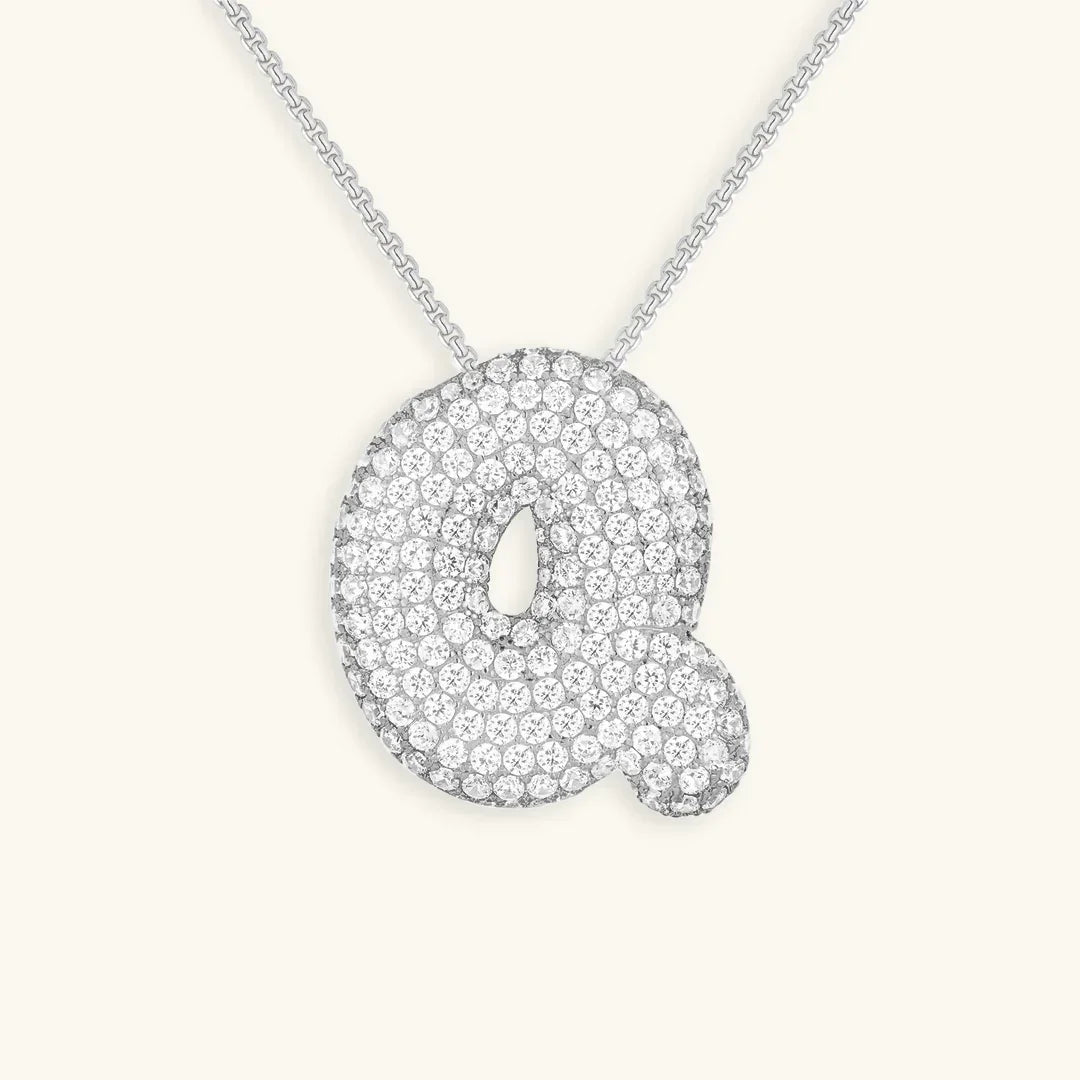 [Royal&Vicky]Bubble Initial Diamond Necklace