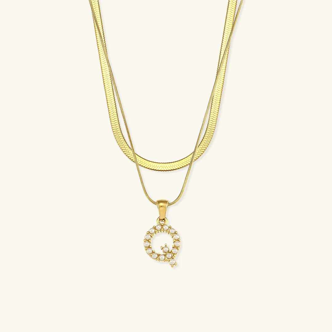 [Royal&Vicky]Fiona Layered Gold Initial Letter Necklace