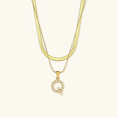 [Royal&Vicky]Fiona Layered Gold Initial Letter Necklace