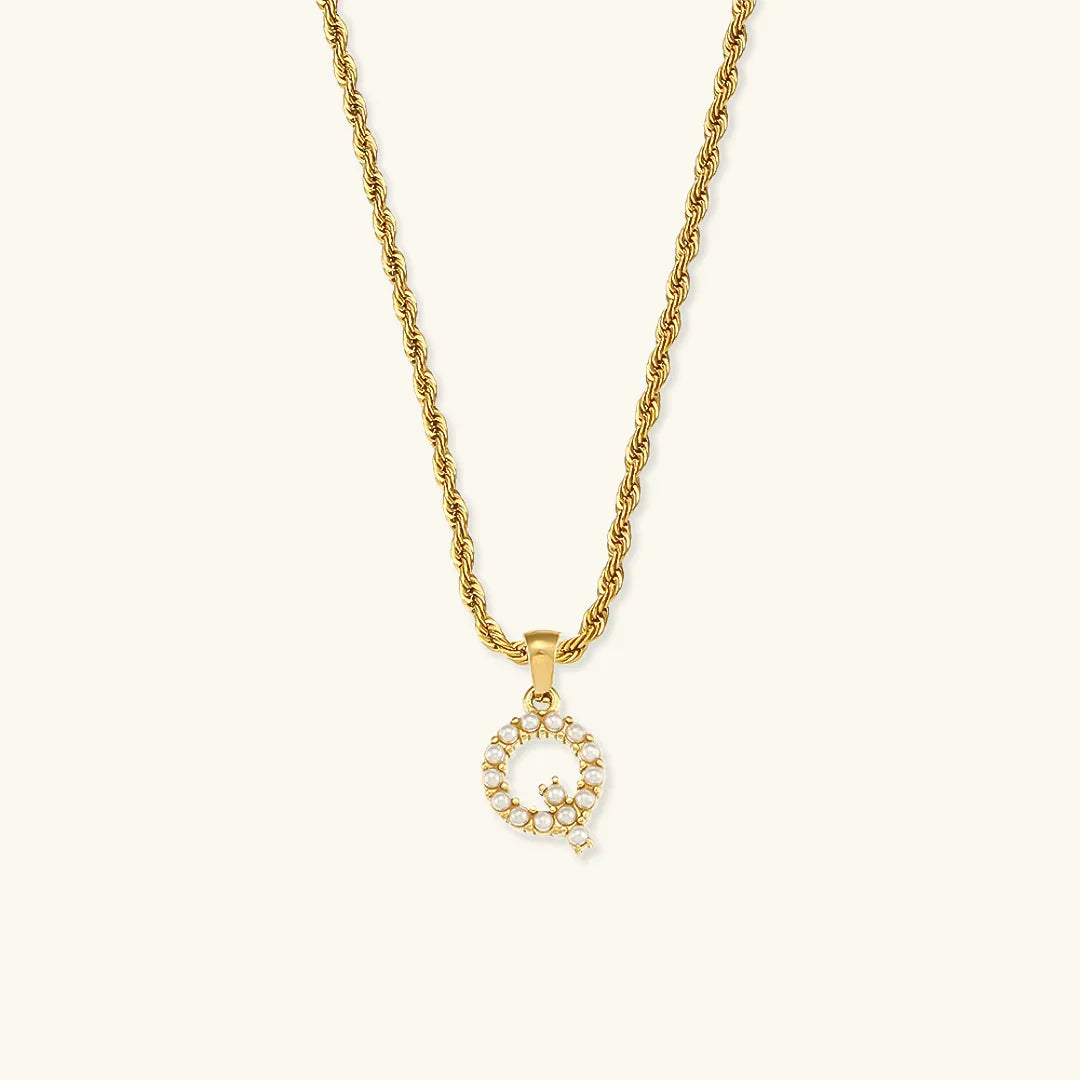 [Royal&Vicky]Elodie Initial Letter Pearl Necklace