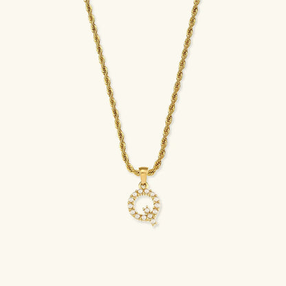 [Royal&Vicky]Elodie Initial Letter Pearl Necklace