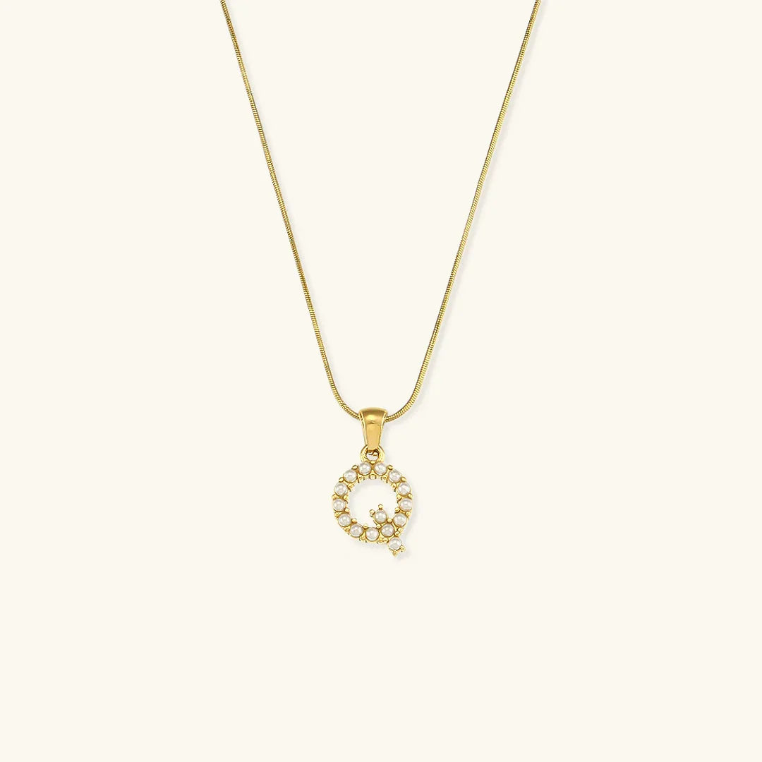 [Royal&Vicky]Augustine Initial Letter Pearl Necklace