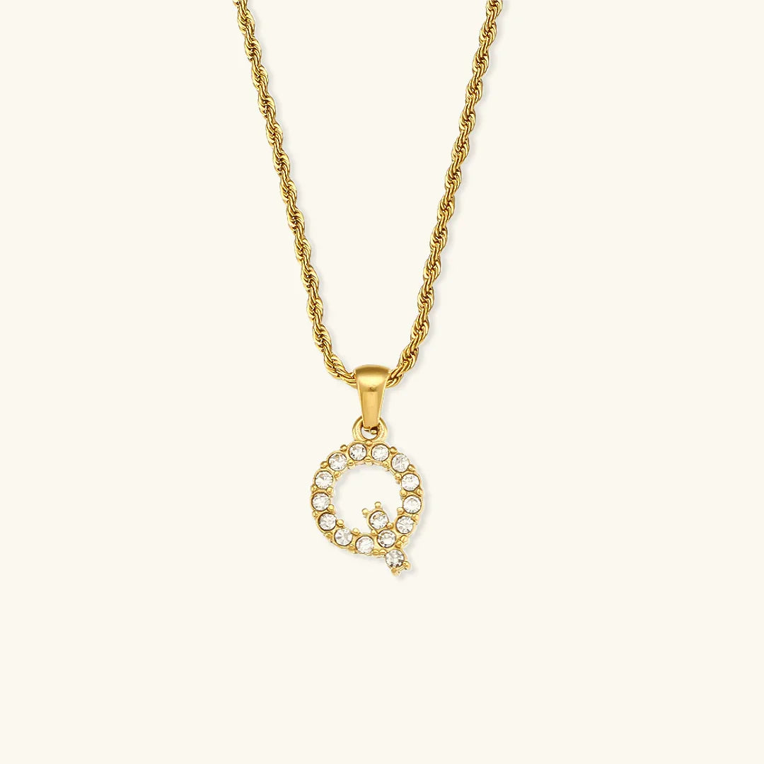 [Royal&Vicky]Maeve Letter Initial Diamond Necklace